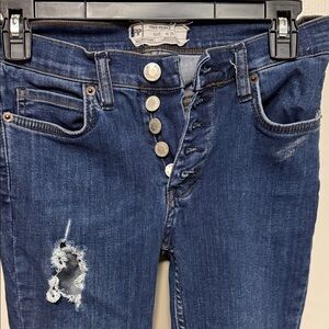 Free People High Rise Blue Distressed Jeans